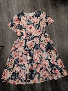 Floral Navy and Pink Women's Dress